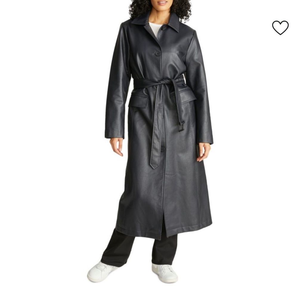 NWOT REBECCA MINKOFF
Faux Leather Belted Maxi Trench Coat, XS